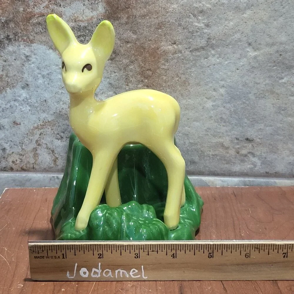 Vintage Shawnee USA Shiny Glaze Deer Fawn Ceramic Planter Vase